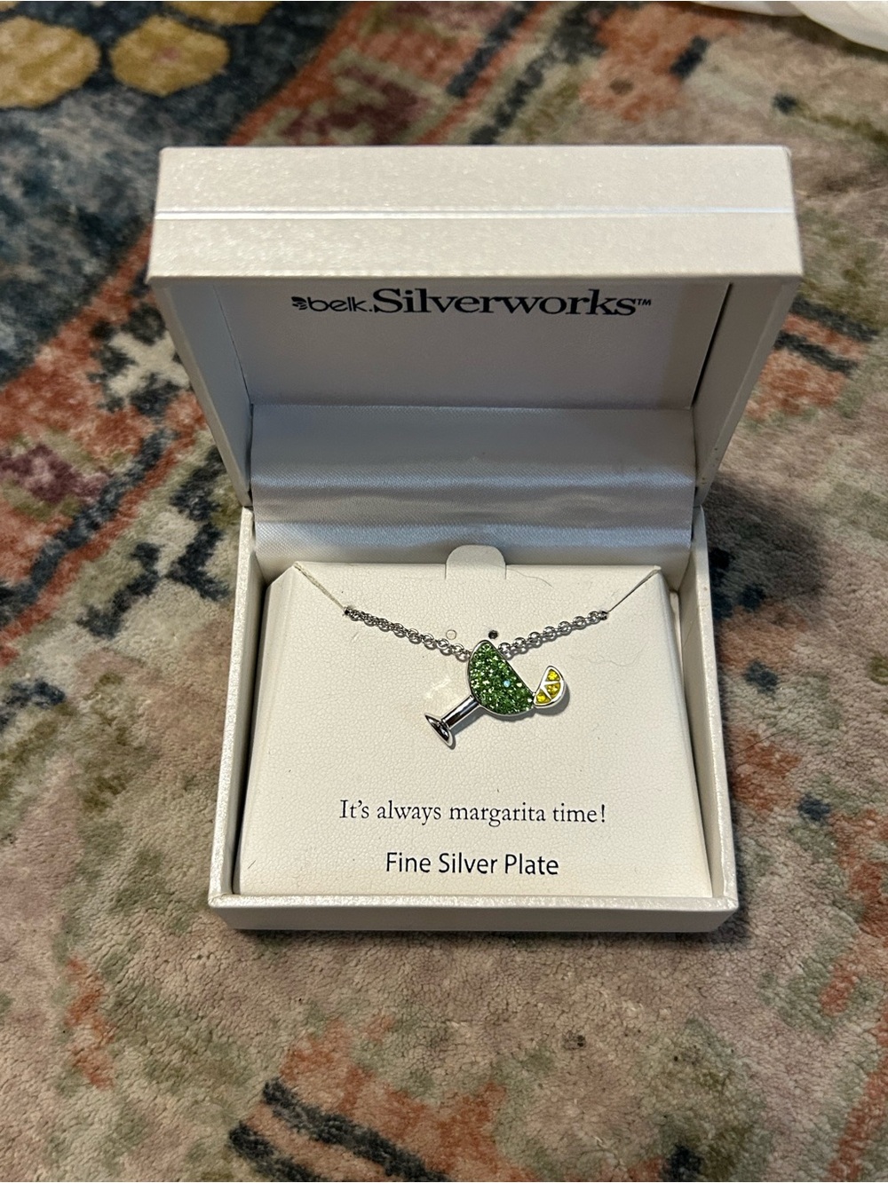 Silverworks Margarita Pendant Necklace - Green & Yellow